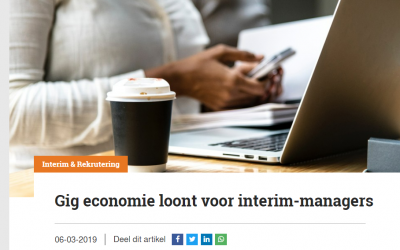 Press article (march 2019) from KMO Insider – “Gig economie loont voor interim-managers”